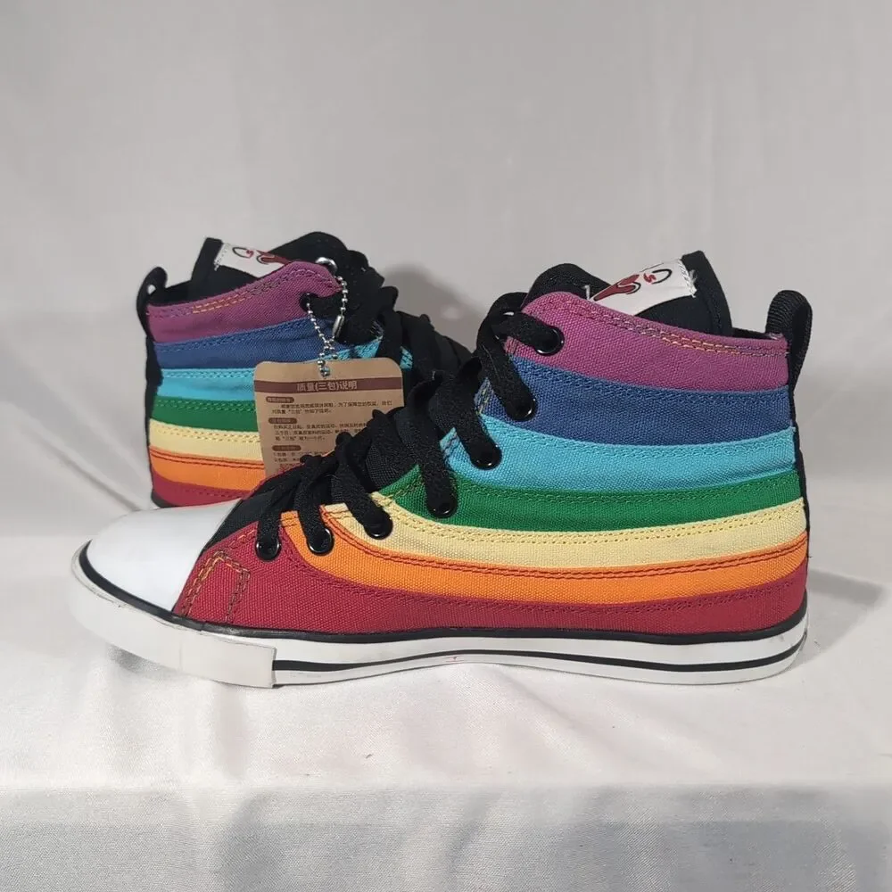 SIWEIQI Rainbow Hi-Top Sneaker Size 5.5 (sg10112214-3) Canvas Upper Vibrant